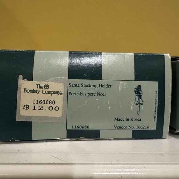 Vintage Bombay Company 2 Brass Victorian Santa Stocking Holder Christmas 1993 - Picture 10 of 15